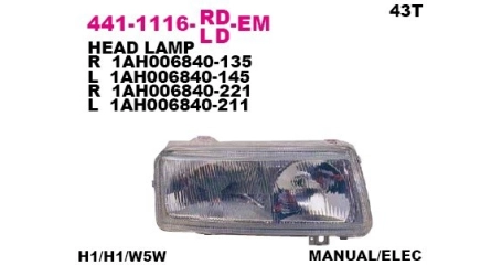 Фара передн лев с ЭК VW: PASSAT B4 09.93-05.97