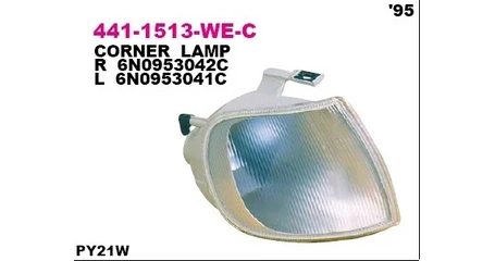 VW Polo H/B 94-99 Поворот лев (белый) DEPO