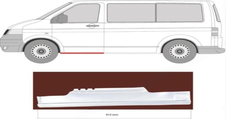 Порог кузова передн лев (дверь) VW TRANSPORTER T5 (04/2003-11/2009)