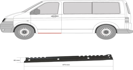 Порог кузова под передн дверь лев (внутр часть) VW TRANSPORTER T5 (04/2003-11/2009)