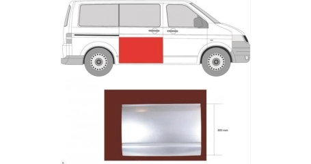 Панель кузова дверь боковая, накладка (1/2 двери 80см) VW TRANSPORTER T5 (04/2003-11/2009)